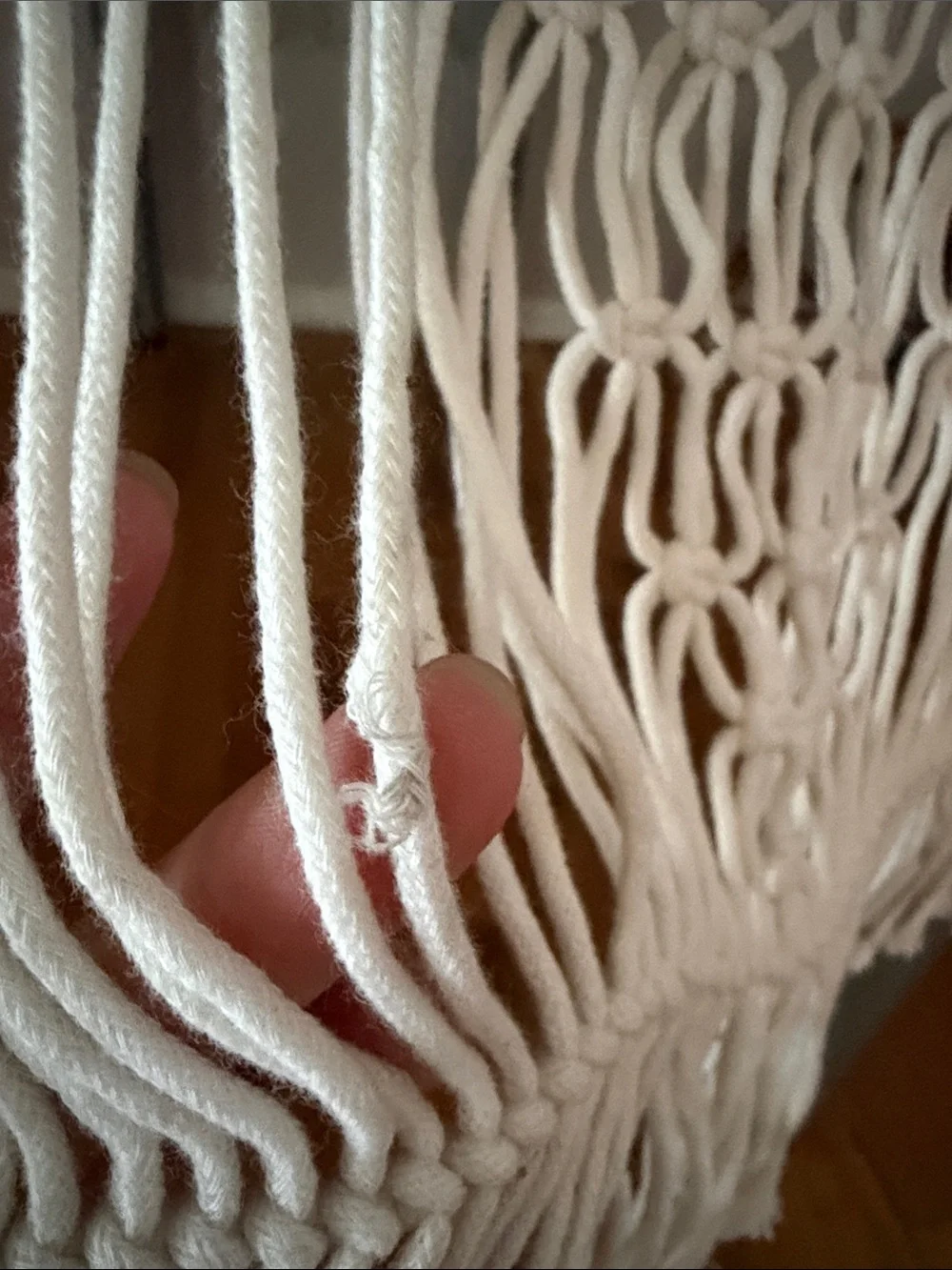 Handmade Macramé Table Runner Boho Cotton Fringe Natural Ivory Knotted Decor
